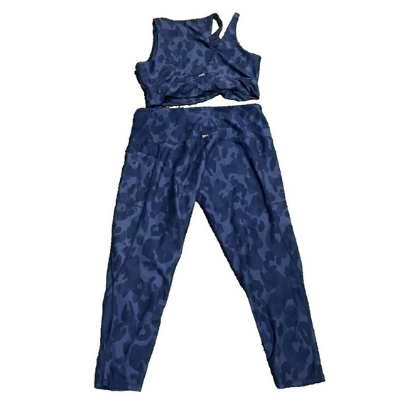 DSG Women's Cropped Leggings Sports Bra Blue Animal Print Set 2XL - Picture 2 of 9